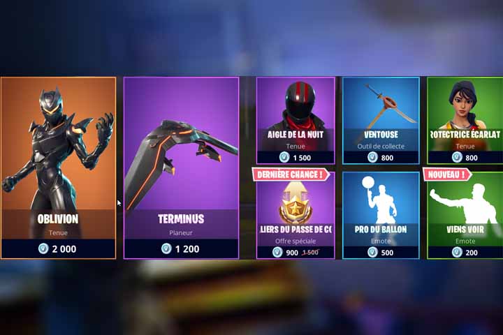 Boutique Fortnite 9 juillet